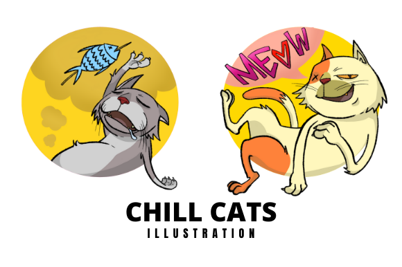 Chill Cats Illustration: Perfect for Your Digital Projects