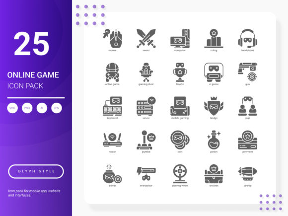 Enhance Your Design with the Online Game Icon Pack