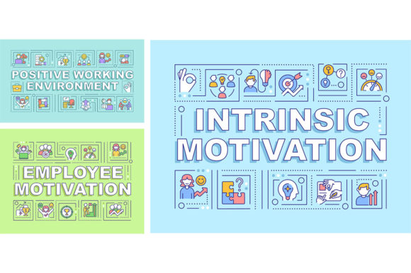 Enhancing Workplace Engagement with Employee Motivation Word Concepts Banners
