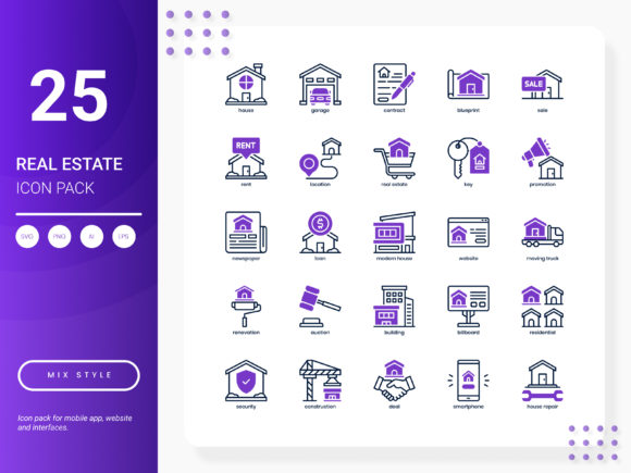 Stylish Real Estate Icon Pack for Design