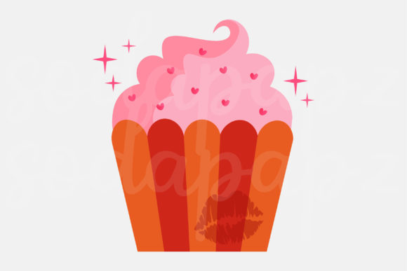 Valentines - Cupcake 2: A Versatile Flat Icon for Creative Projects